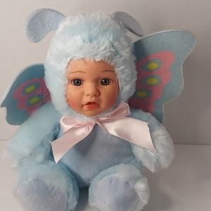 Megatoys Realistic Blue Eyed Baby Face Butterfly Plush Easter